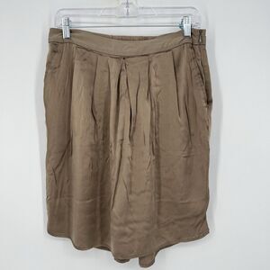 Brochu Walker Women's Elastic Waist Pockets Pleated Hi-lo Skirt Metallic Brown S